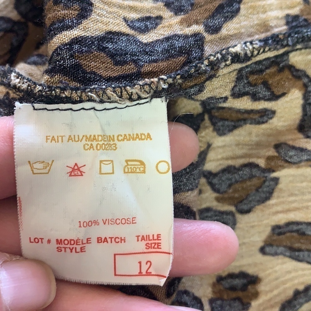 Vintage 🧚‍♀️Clichy Leopard Print Button Down 3/4 Sleeve Blouse Size 12 - Picture 9 of 12